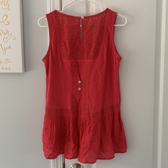 Meadow Rue Tank Top‎ size small eyelet top peplum pink red - Picture 10 of 14